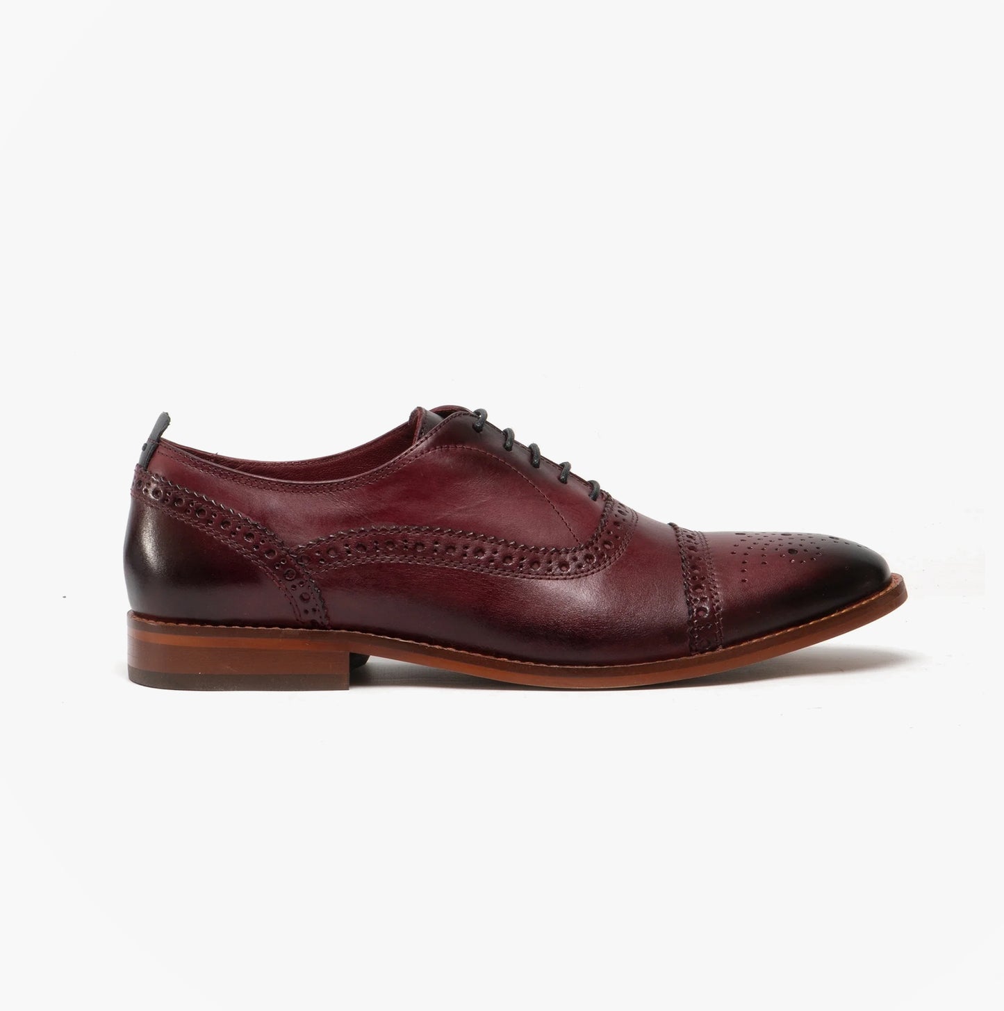 CAST Mens Leather Brogue Shoes Bordo