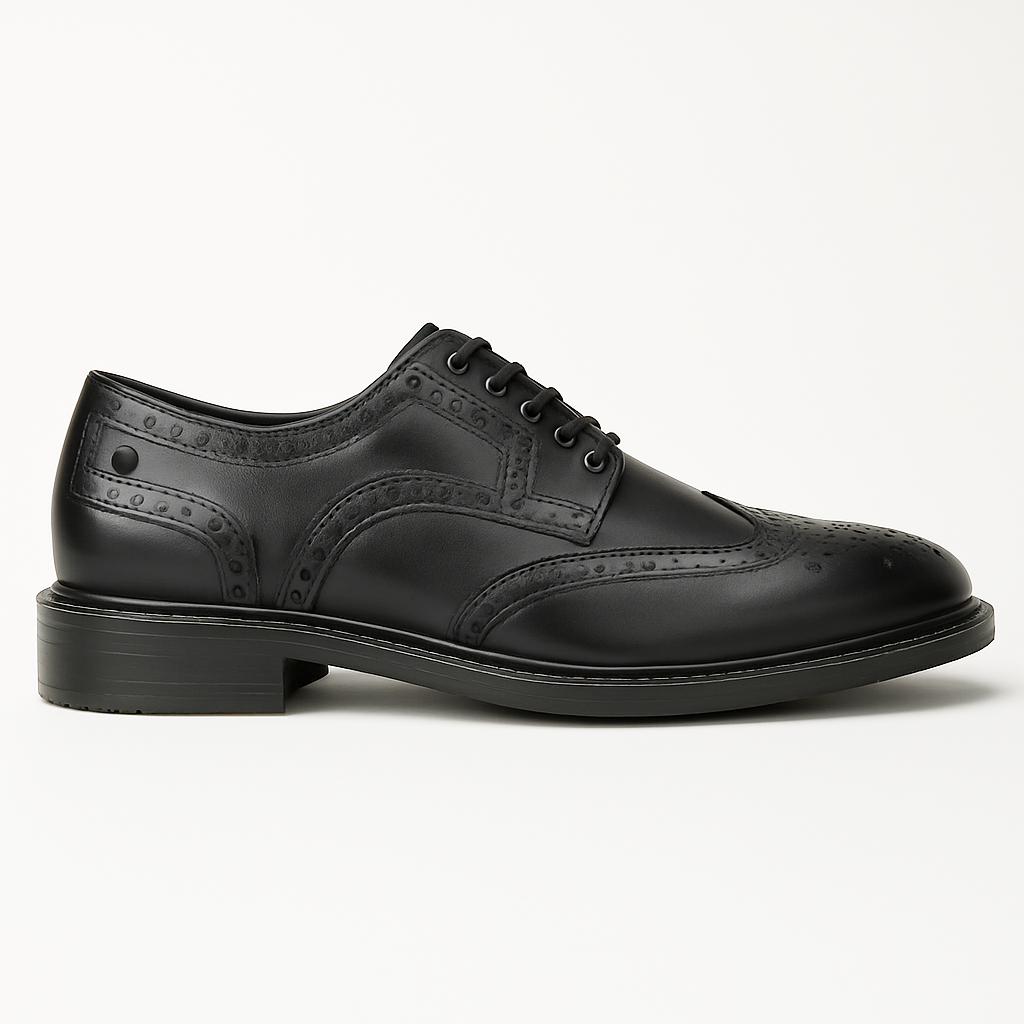 BRYCE Mens Leather Brogue Shoes Black