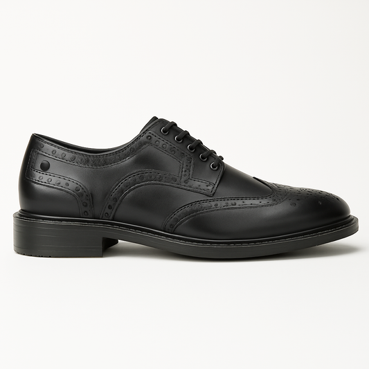 BRYCE Mens Leather Brogue Shoes Black