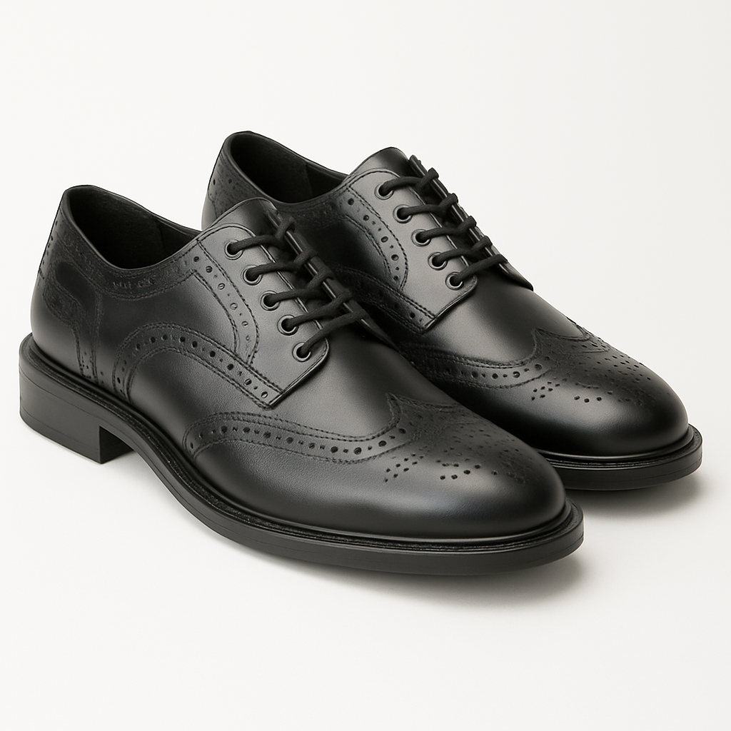 BRYCE Mens Leather Brogue Shoes Black