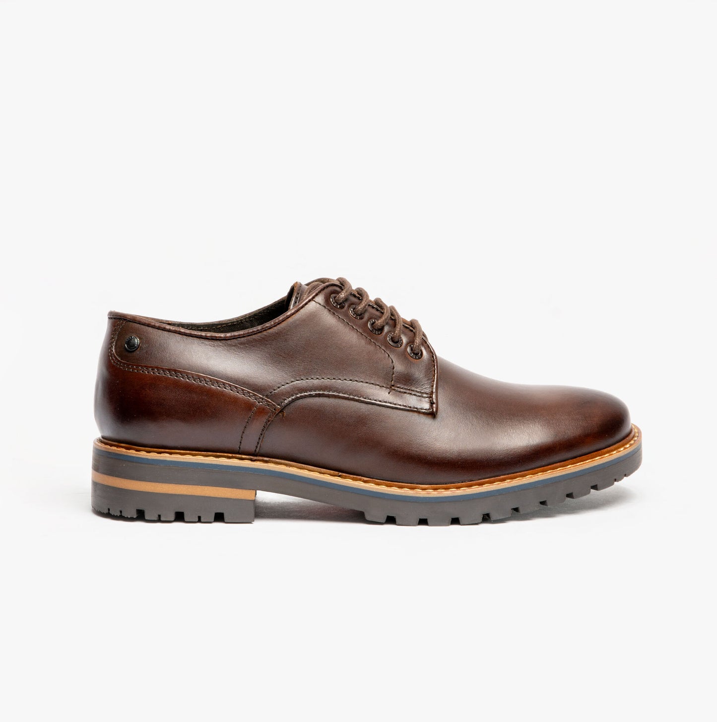 HALSEY WASHED Mens Formal Lace Up Shoes Dark Brown