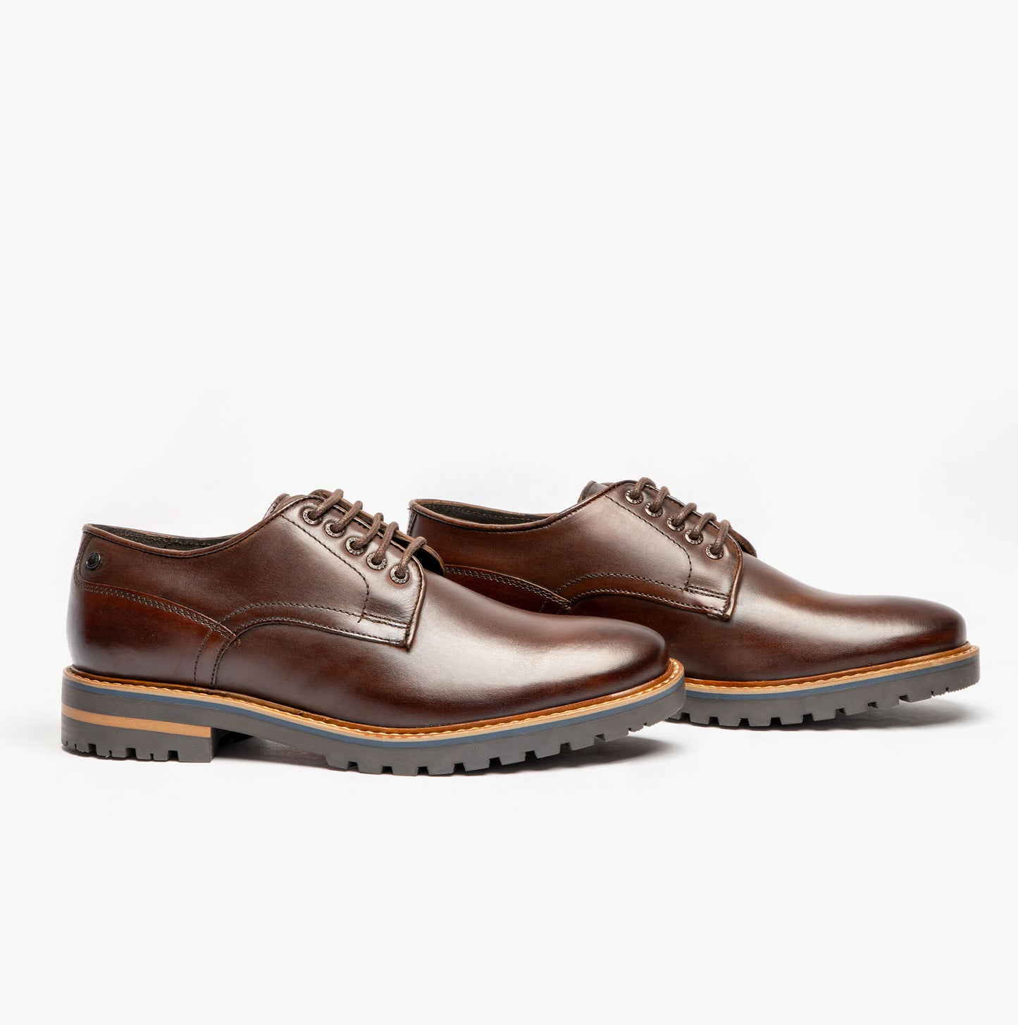HALSEY WASHED Mens Formal Lace Up Shoes Dark Brown