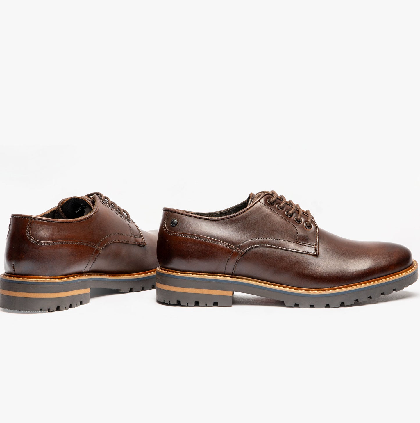 HALSEY WASHED Mens Formal Lace Up Shoes Dark Brown