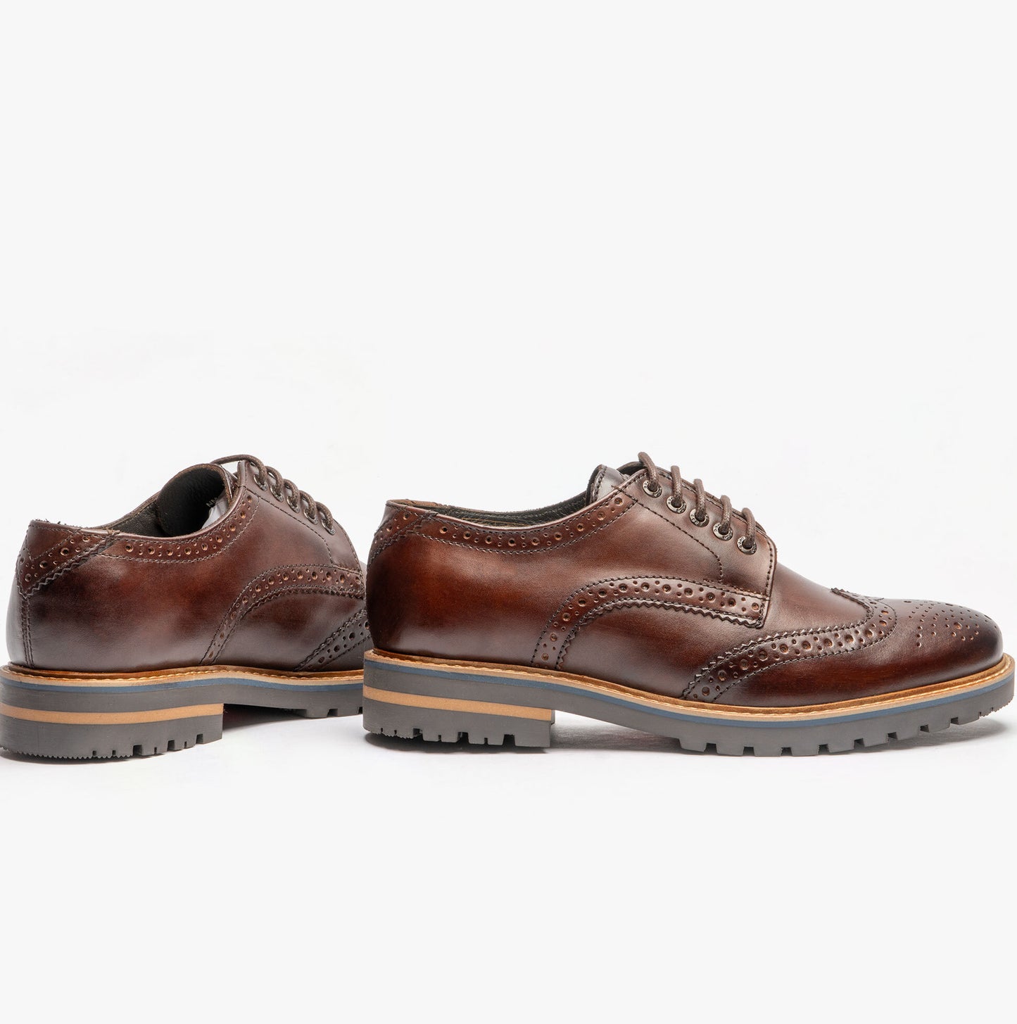 GIBBS WASHED Mens Formal Lace Up Shoes Dark Brown
