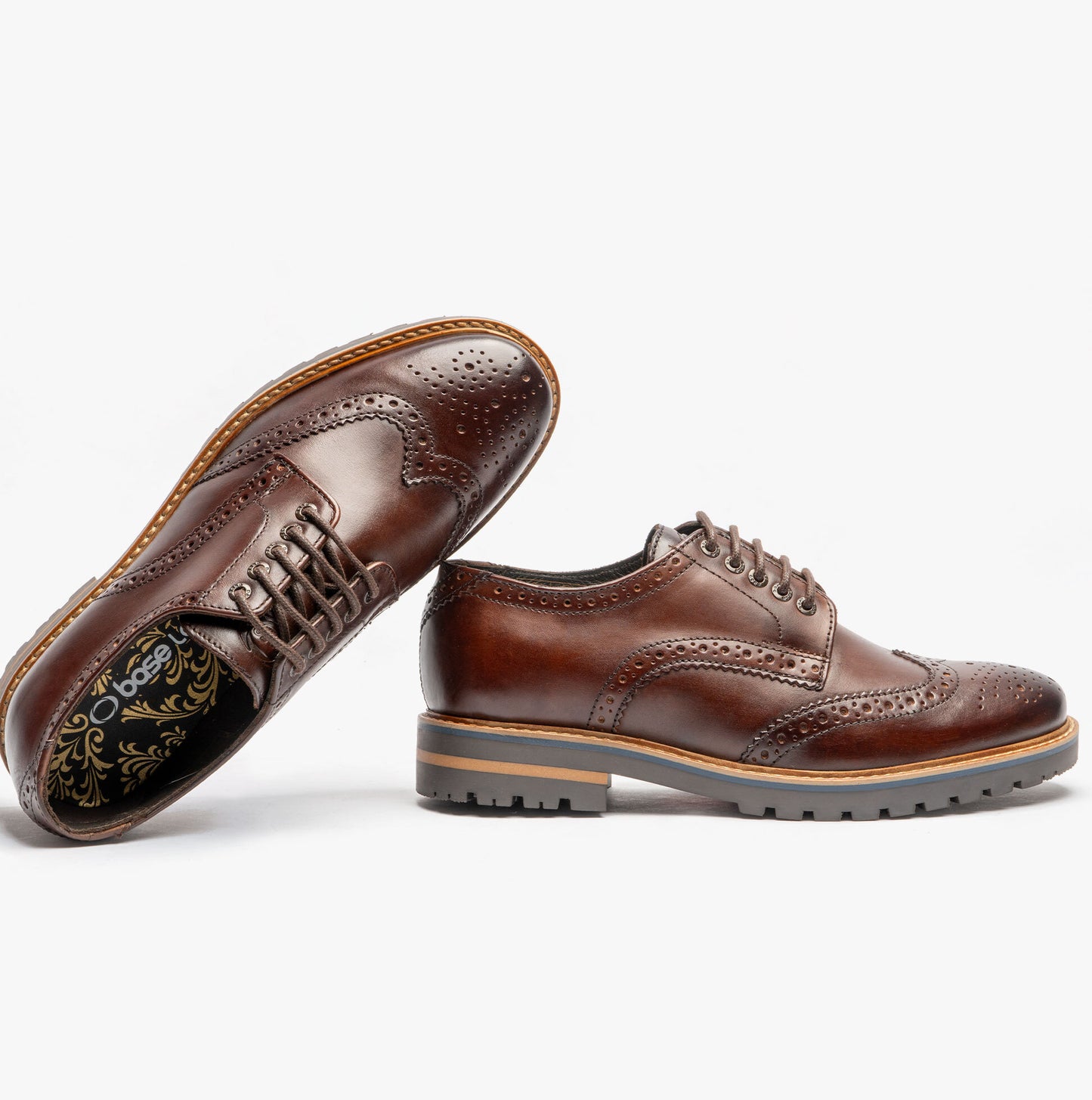 GIBBS WASHED Mens Formal Lace Up Shoes Dark Brown
