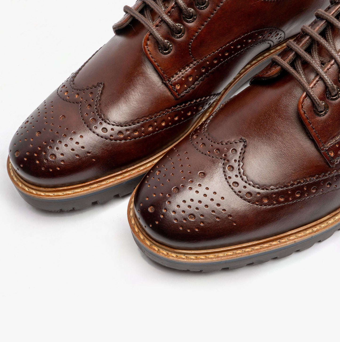 GIBBS WASHED Mens Formal Lace Up Shoes Dark Brown