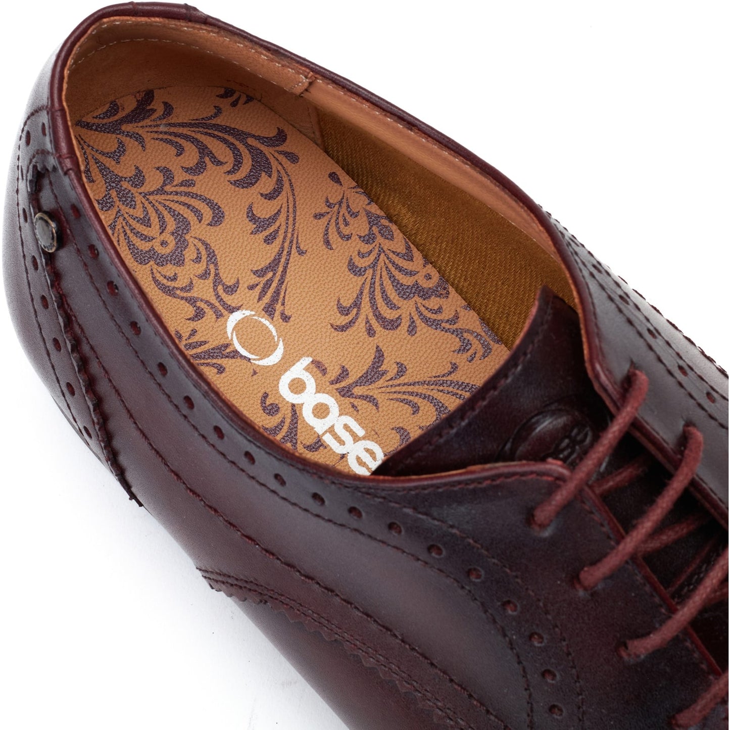 Base London BARBERA Mens Brogue Shoes Dark Red
