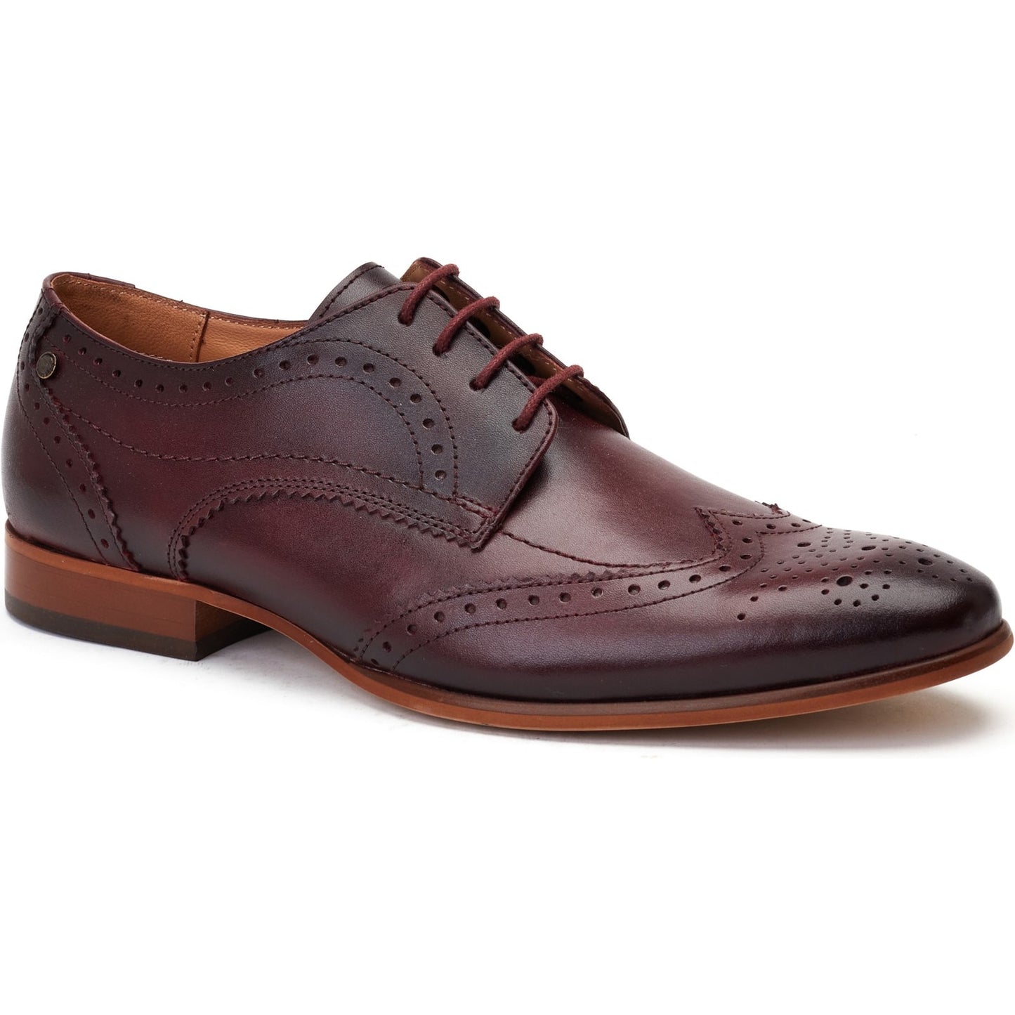 Base London BARBERA Mens Brogue Shoes Dark Red