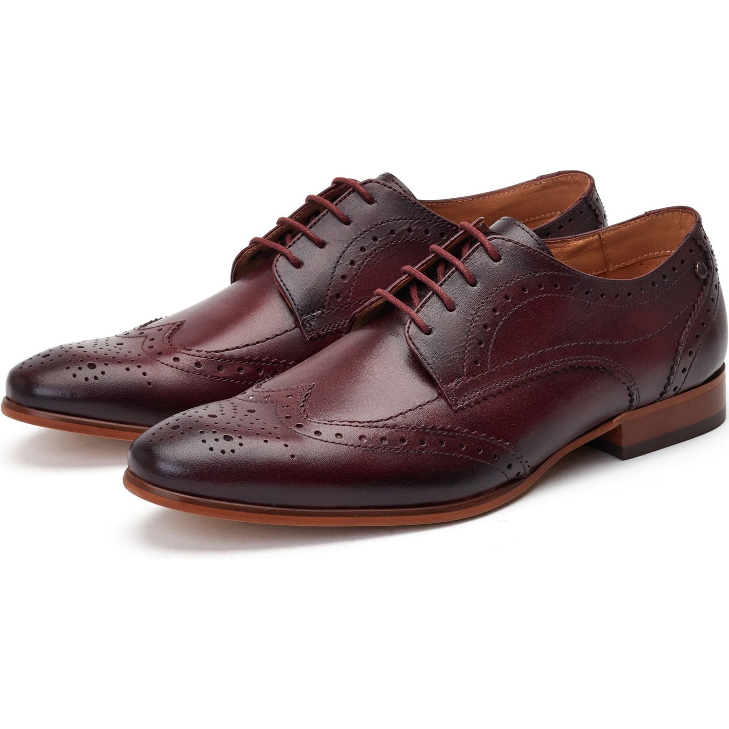 Base London BARBERA Mens Brogue Shoes Dark Red