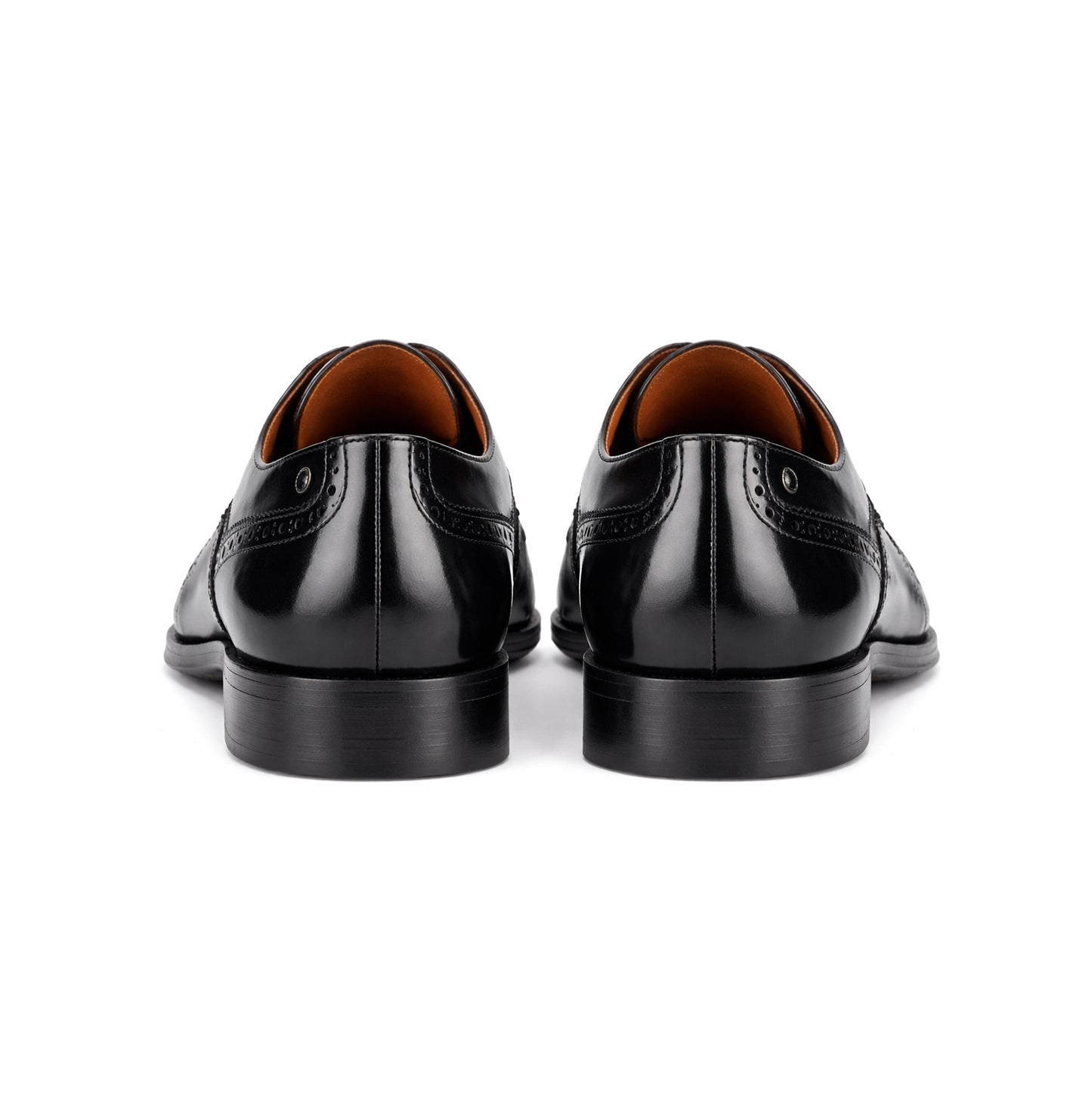 Base London STEEPLE Mens Derby Brogue Shoes Hi-Shine Black