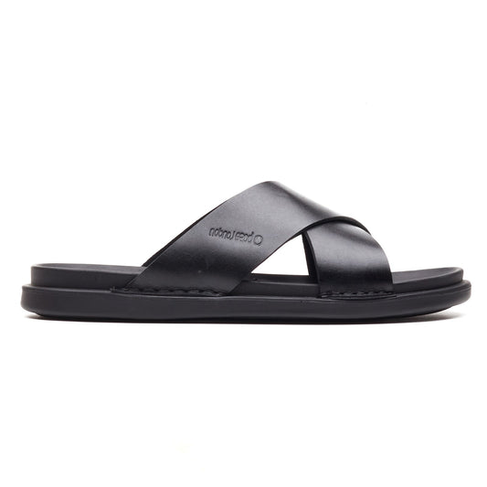 Base London DRIFT Mens Cross Strap Sandals Black