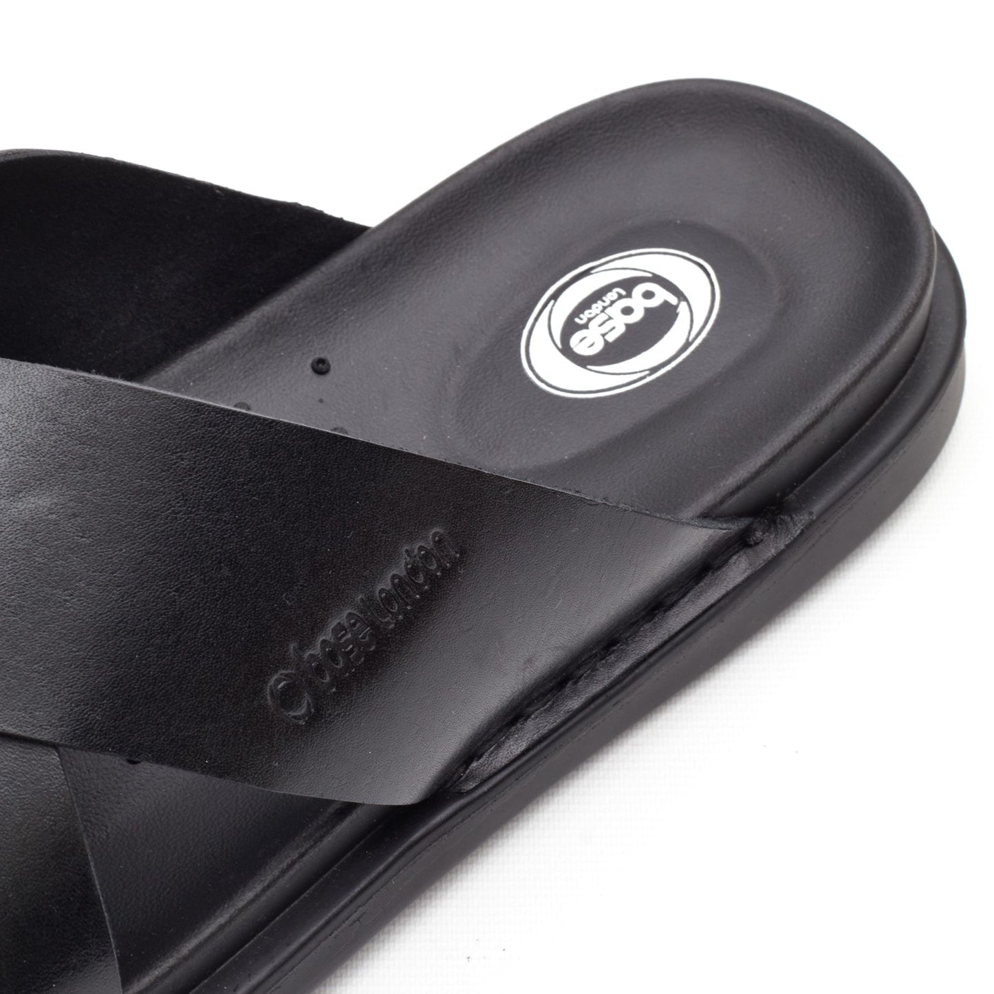 Base London DRIFT Mens Cross Strap Sandals Black