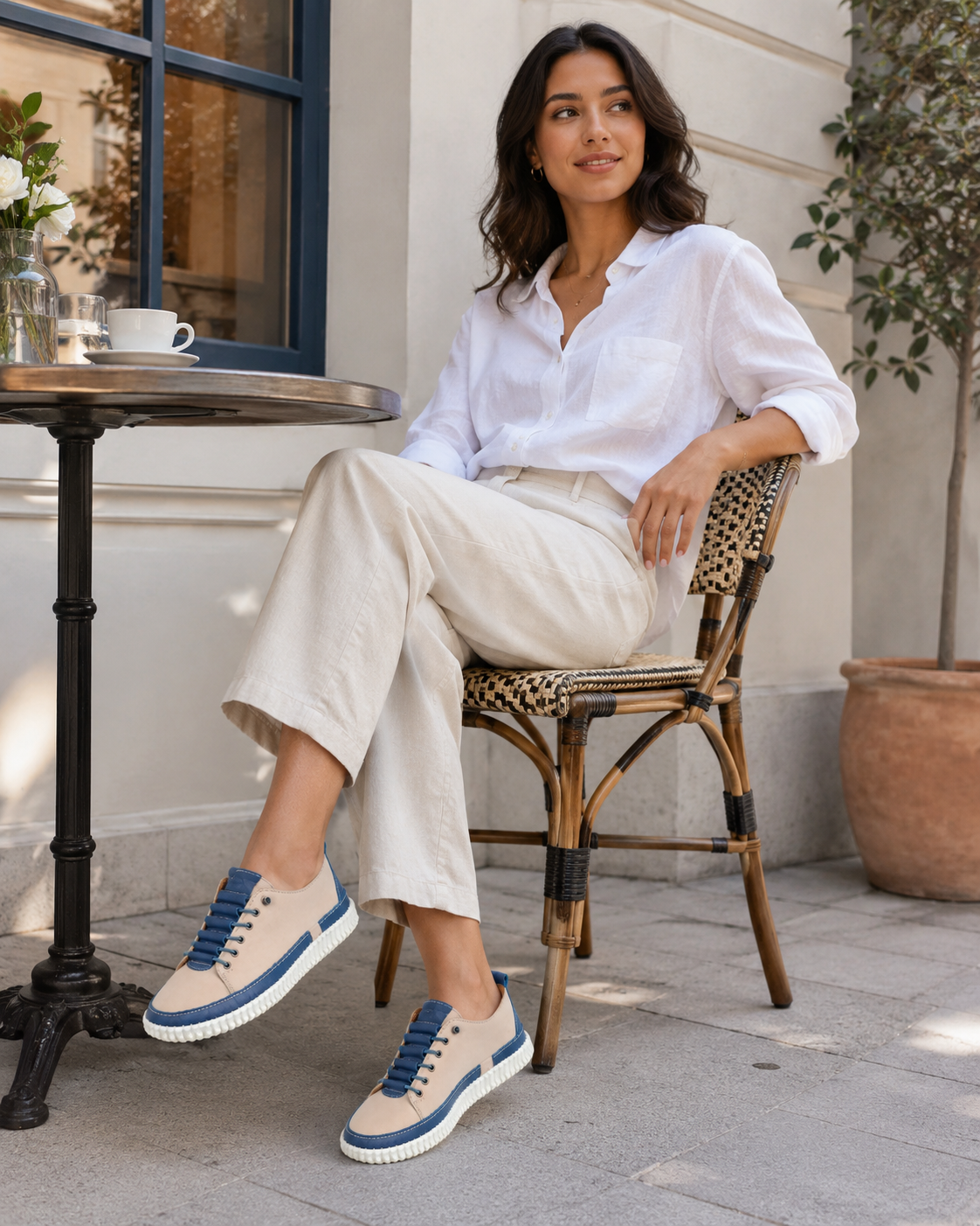 Mod Comfys KATIE Womens Casual Shoes Beige/Blue