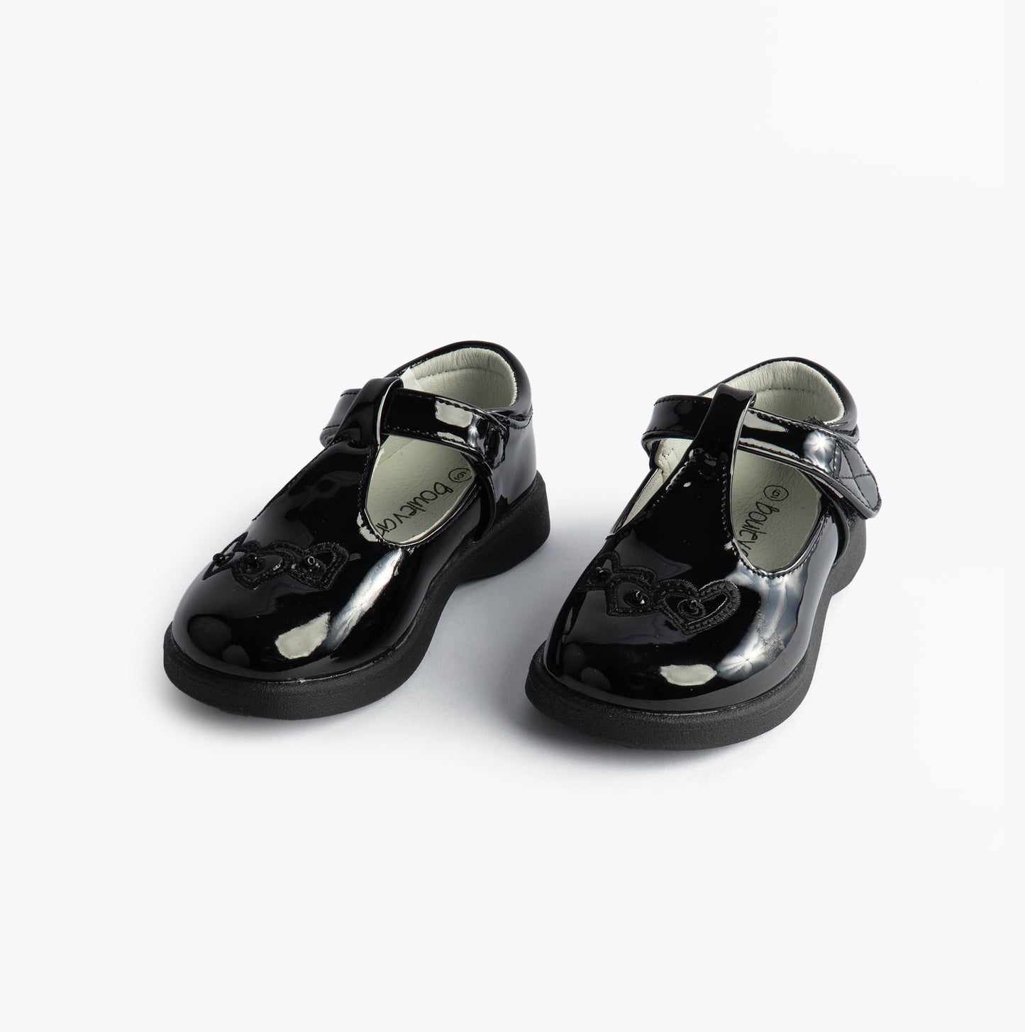 Boulevard Girls Touch Fasten T-Bar School Shoes Black Patent