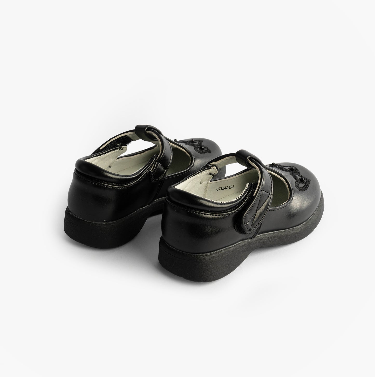 Boulevard Girls Touch Fasten T-Bar School Shoes Black Matt