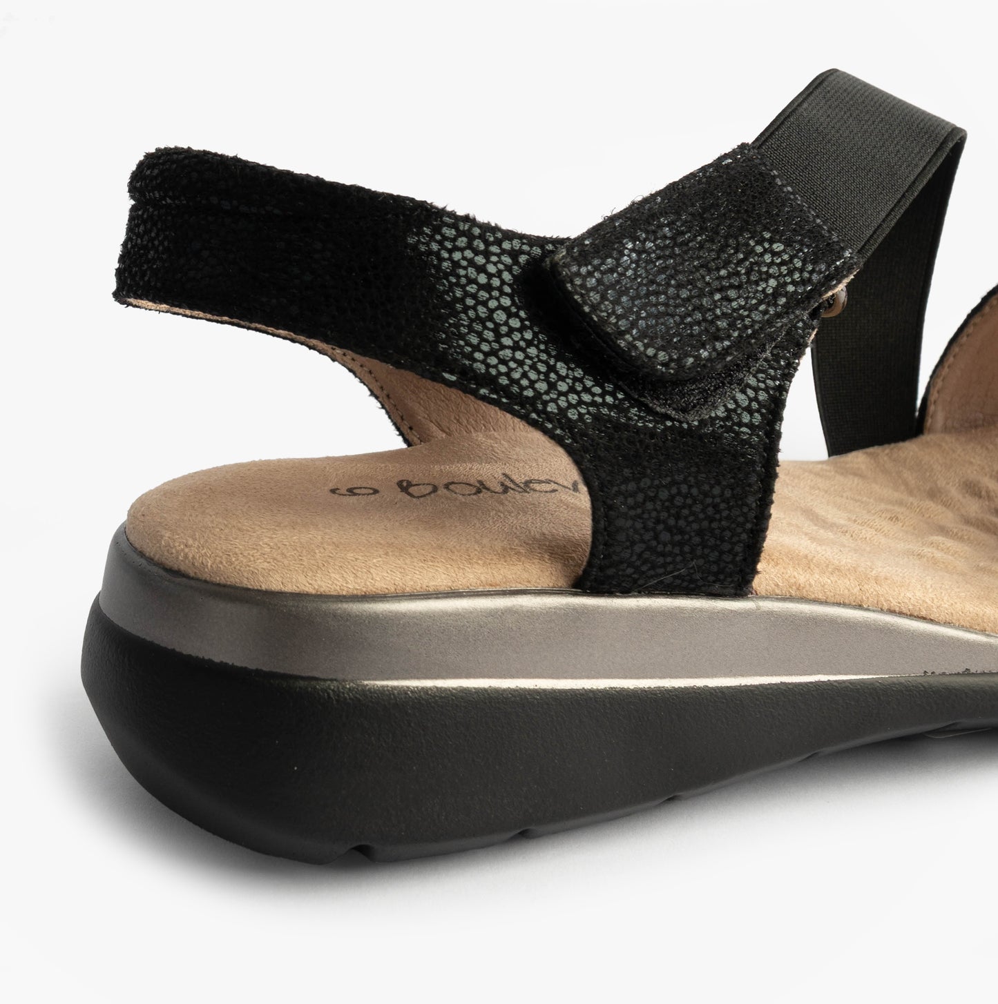 Boulevard Womens Strapy Touch Fasten Sandals Black Shimmer