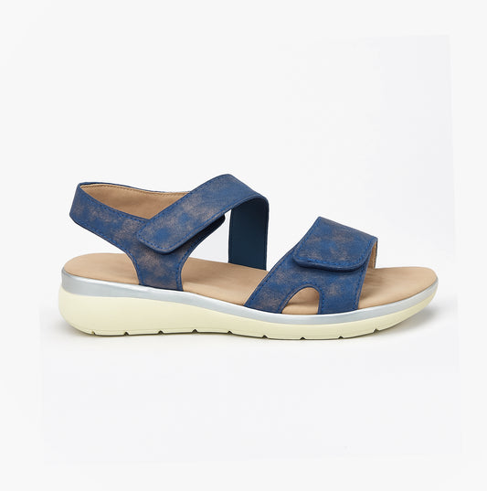 Boulevard Womens Strapy Touch Fasten Sandals Navy