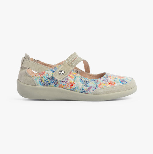 Boulevard L388F Womens Leather Mary Jane Shoes Grey