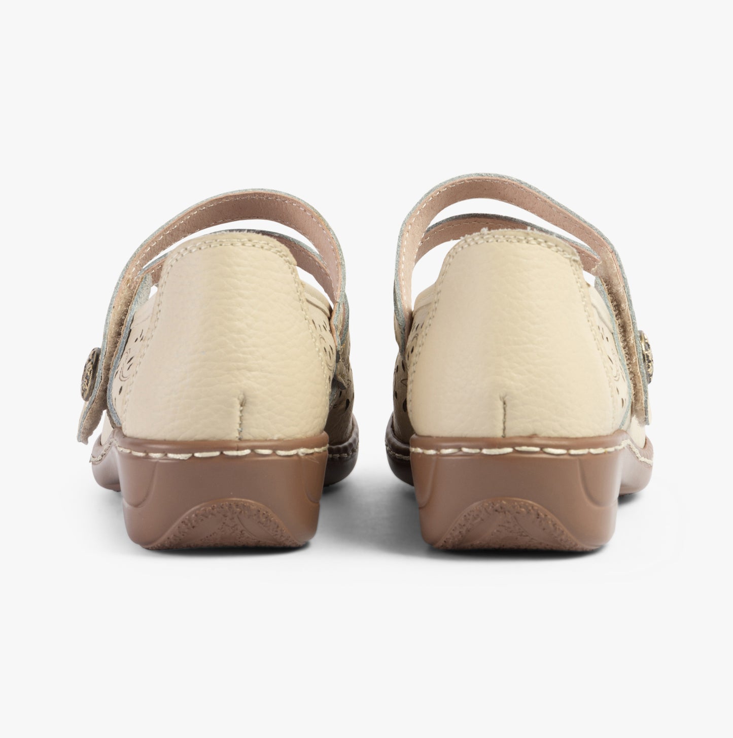 Boulevard CHARLOTTE Womens Leather Mary Jane Shoes Beige