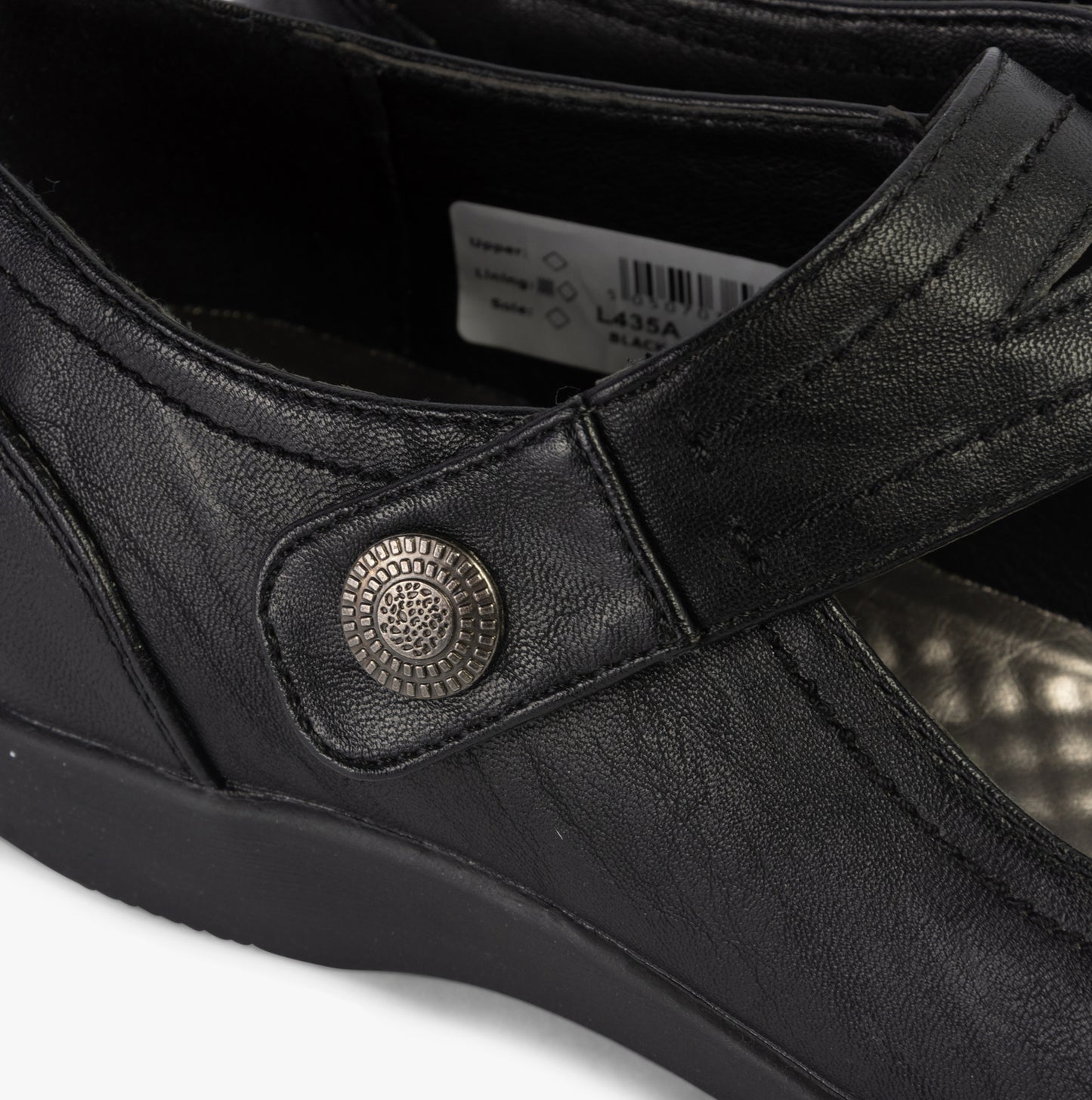 Boulevard L435A Womens Touch Fasten Extra-Wide Shoes Black