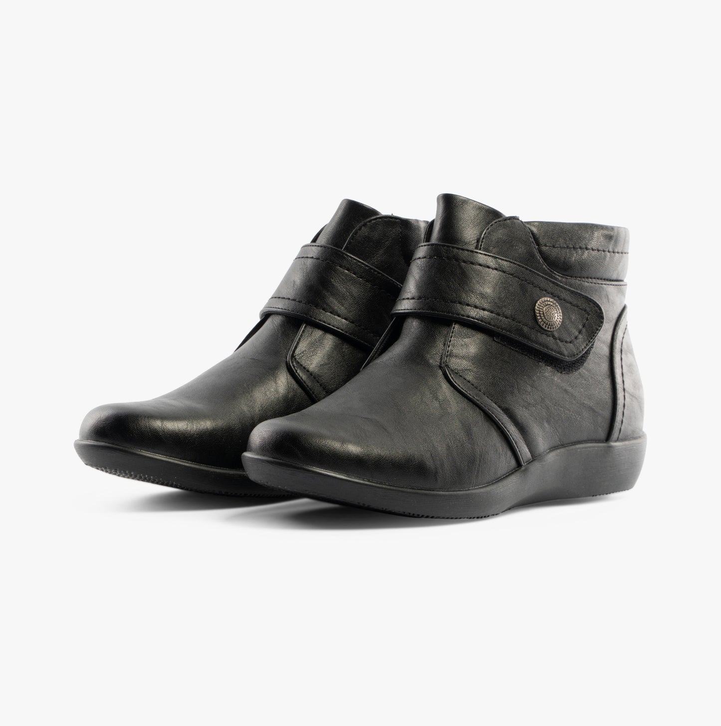 Boulevard L444A Womens Touch Fasten Extra-Wide Boots Black