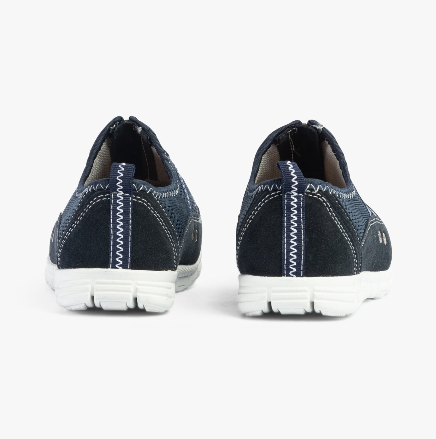 Boulevard JAYNE Womens Suede Wide Fit Casual Shoes Navy