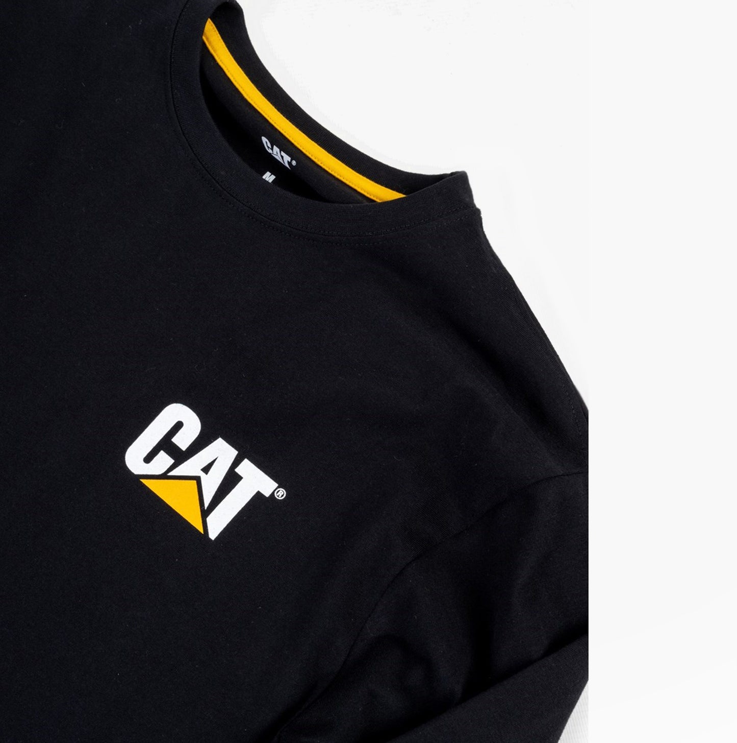 CAT TRADEMARK BANNER Mens Cotton Long Sleeve T-Shirt Black