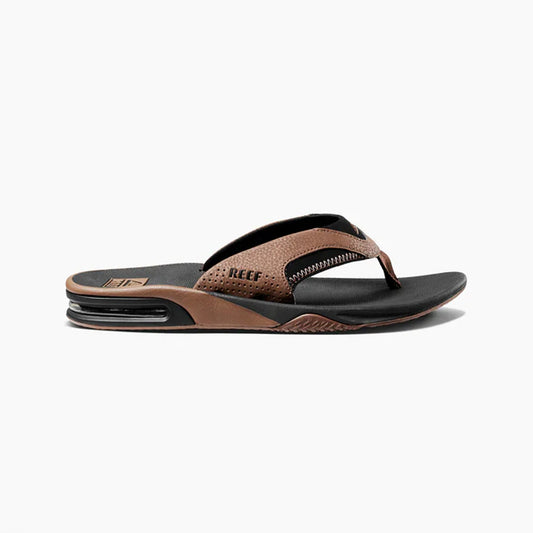 Reef FANNING Mens Toe-Post Sandals Black/Tan