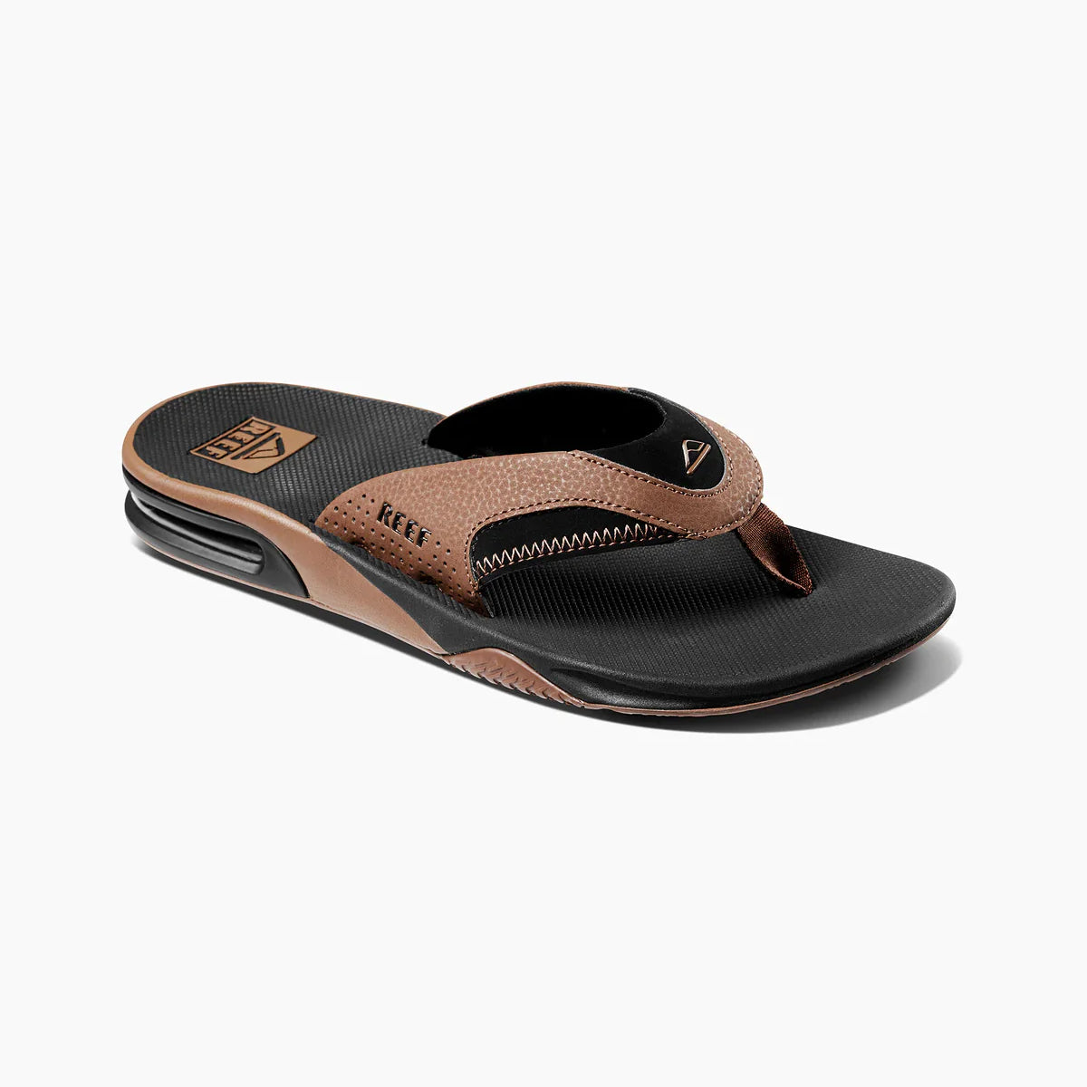 Reef FANNING Mens Toe-Post Sandals Black/Tan