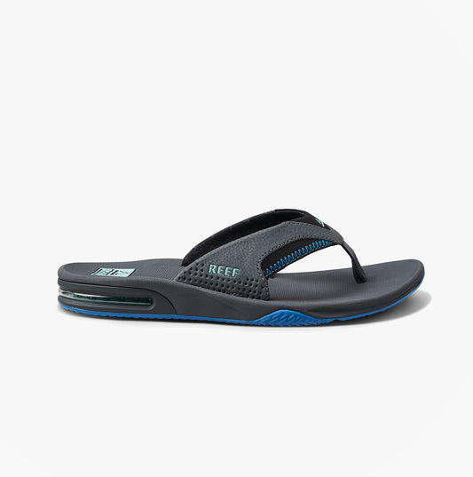 Reef FANNING Mens Toe-Post Sandals Gunmetal/Ocean