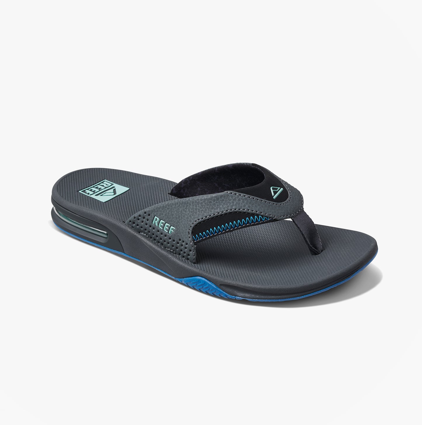 Reef FANNING Mens Toe-Post Sandals Gunmetal/Ocean