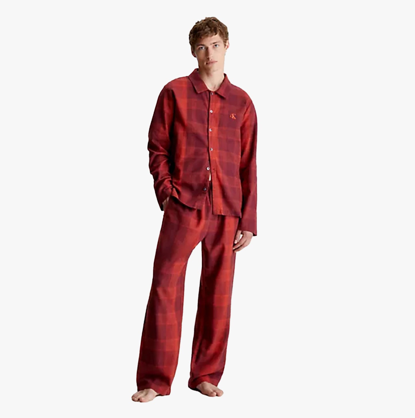 Calvin Klein FLANNEL Mens Pyjama Set Red