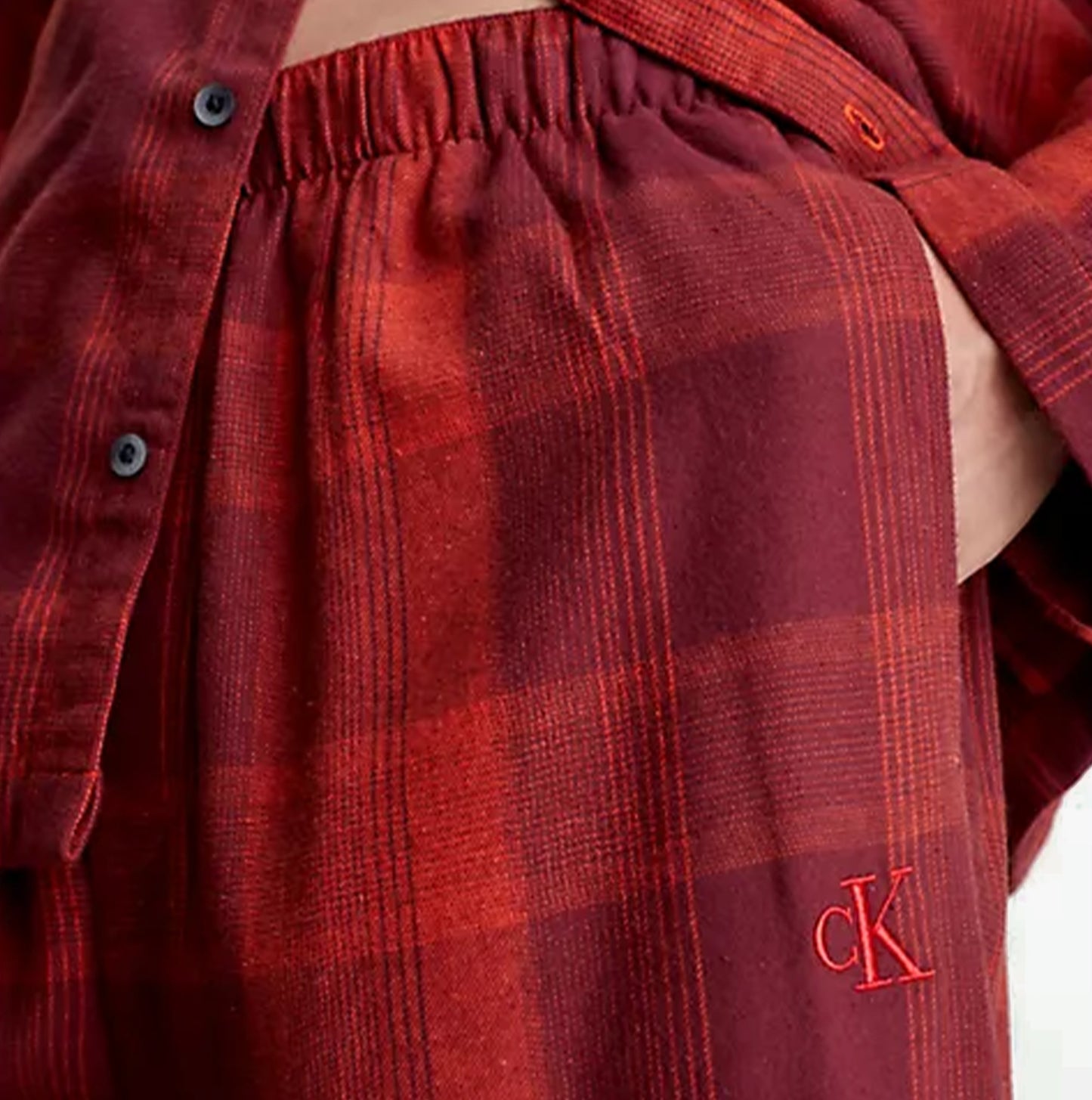 Calvin Klein FLANNEL Mens Pyjama Set Red