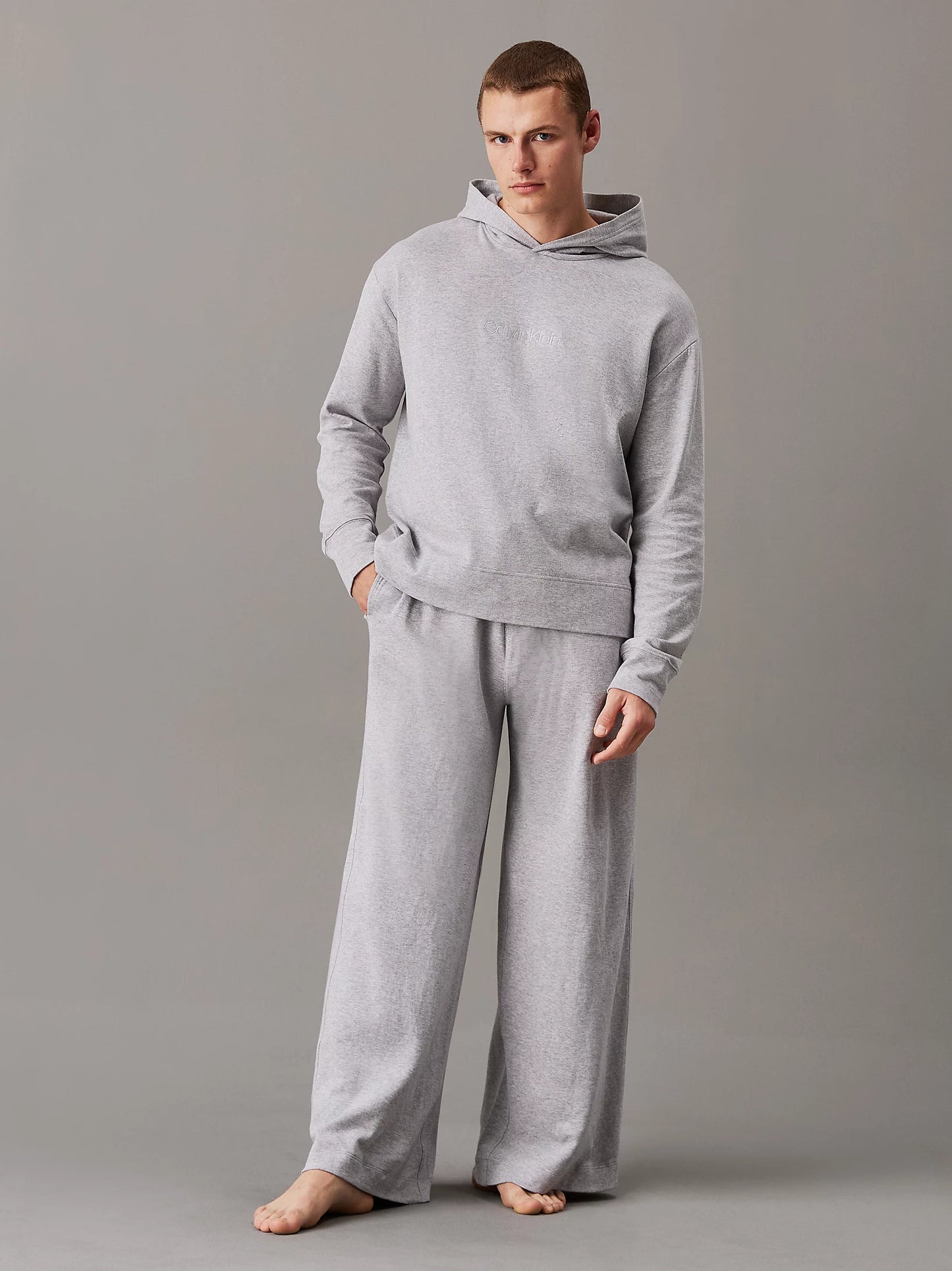 Calvin Klein ICON COTTON TERRY Mens Hoodie Grey