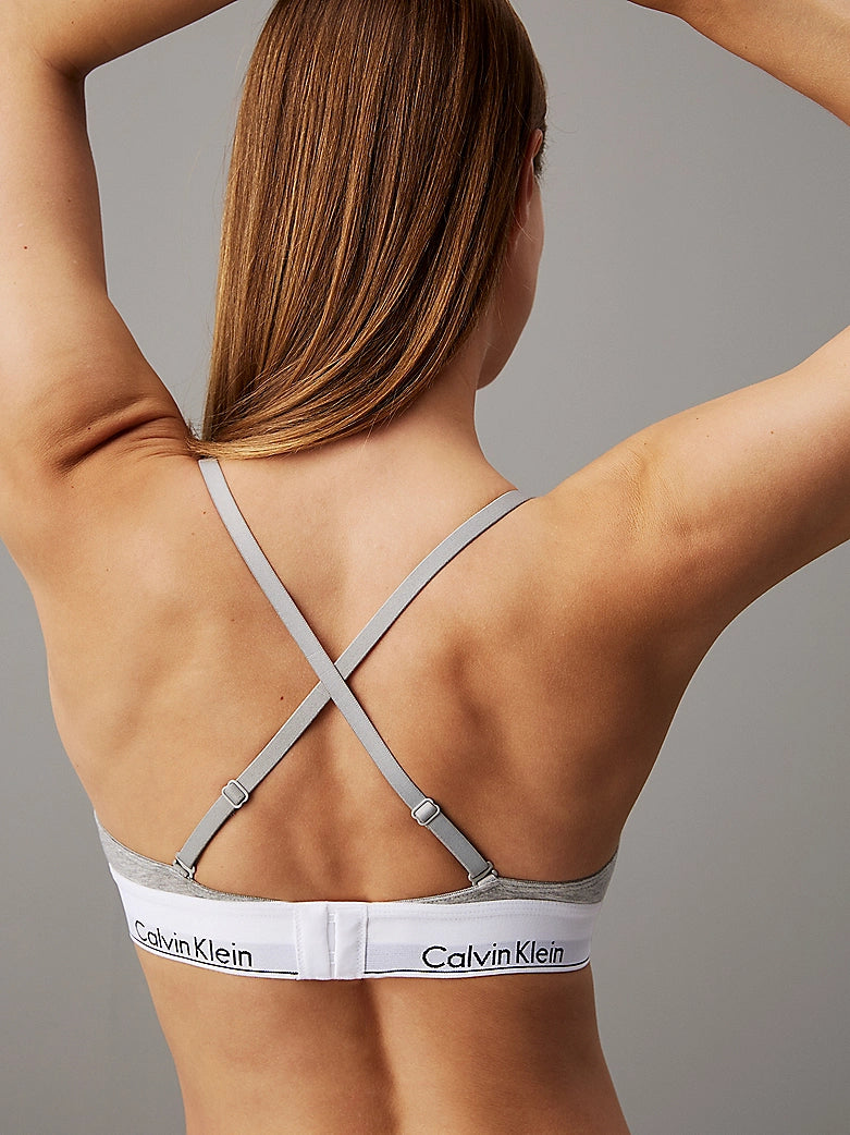 Calvin Klein MODERN COTTON Unlined Womens Triangle Bra Grey Heather