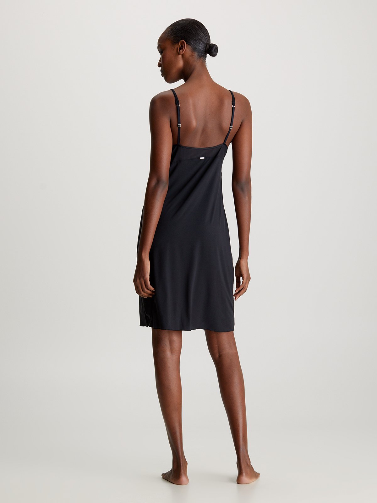 Calvin Klein SCULPT LACE LOUNGE Full Slip Nightdress Womens Black