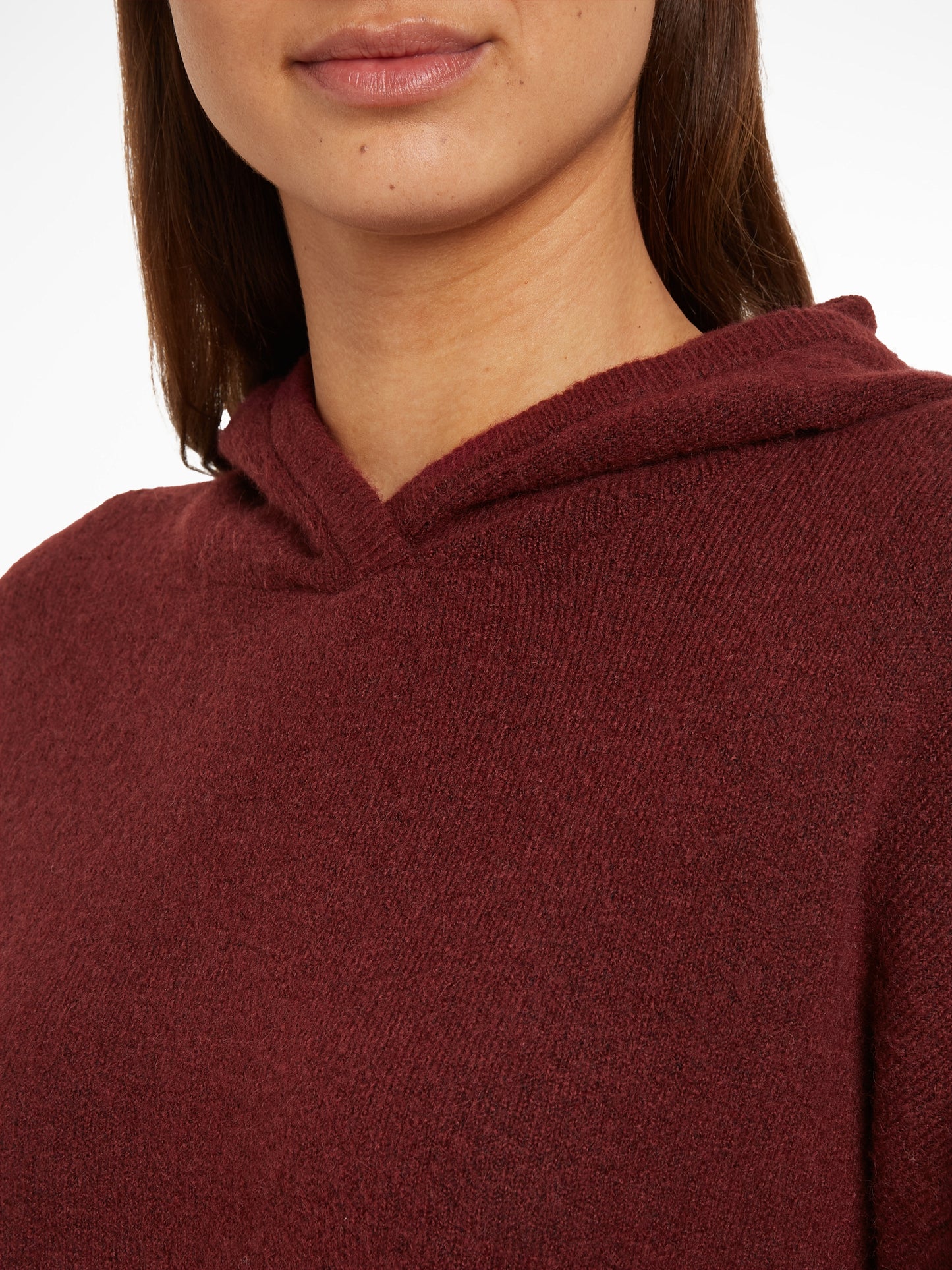 Calvin Klein Womens Hooded Sweater Tawny Port Red