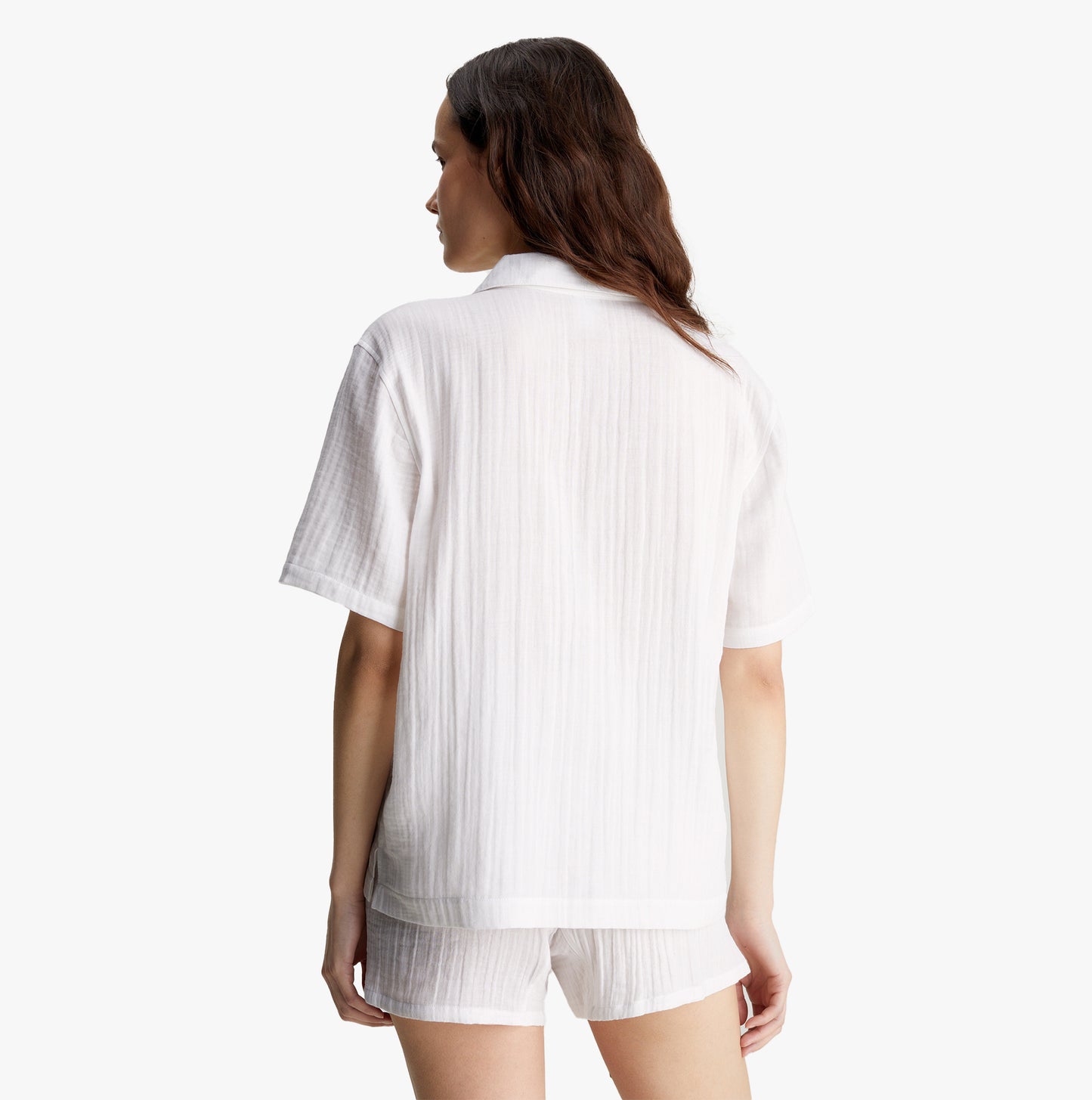 Calvin Klein PURE TEXTURED Pyjama Shirt Womens White