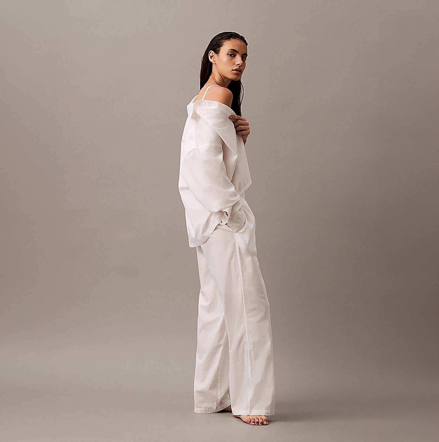 Calvin Klein COTTON POPLIN Womens Pyjama Pants White