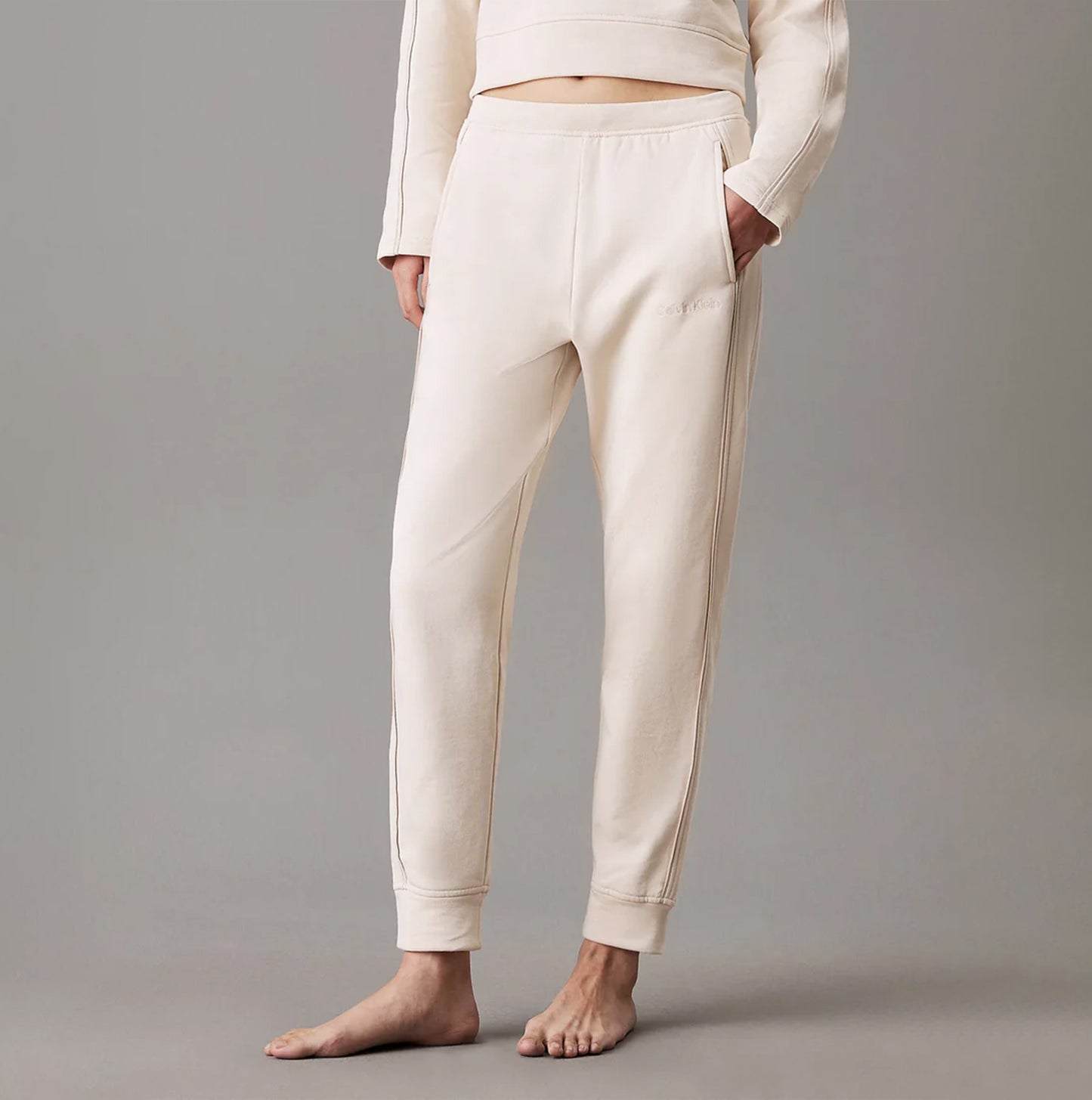 Calvin Klein TONAL LOGO LOUNGE Womens Joggers Sandshell