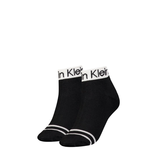 Calvin Klein 2 Pack Womens Ankle Trainer Socks Black