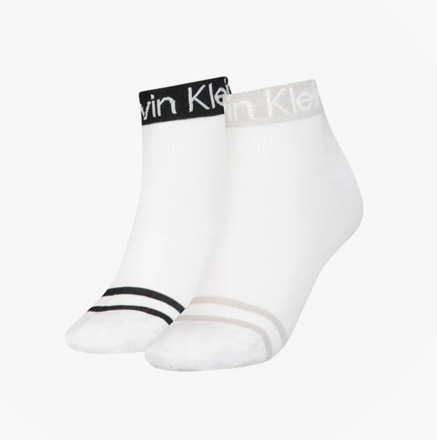 Calvin Klein 2 Pack Womens Ankle Trainer Socks White