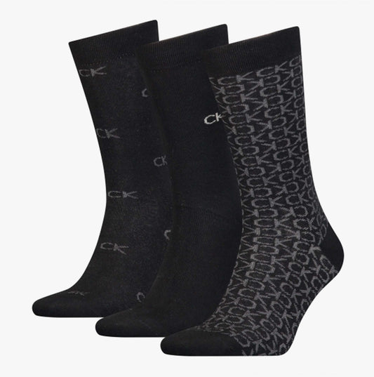 Calvin Klein 3 Pack Giftboxed Logo Mens Crew Socks Black