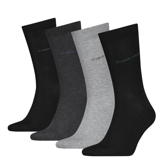 Calvin Klein 4 Pack Giftboxed Classic Mens Crew Socks Grey Combo