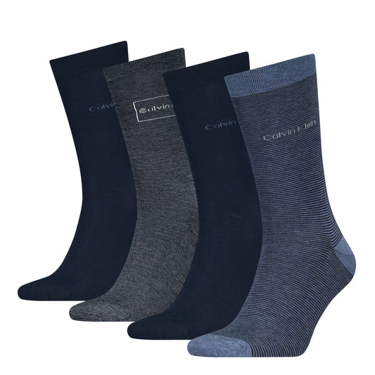 Calvin Klein 4 Pack Giftboxed Classic Mens Crew Socks Blue