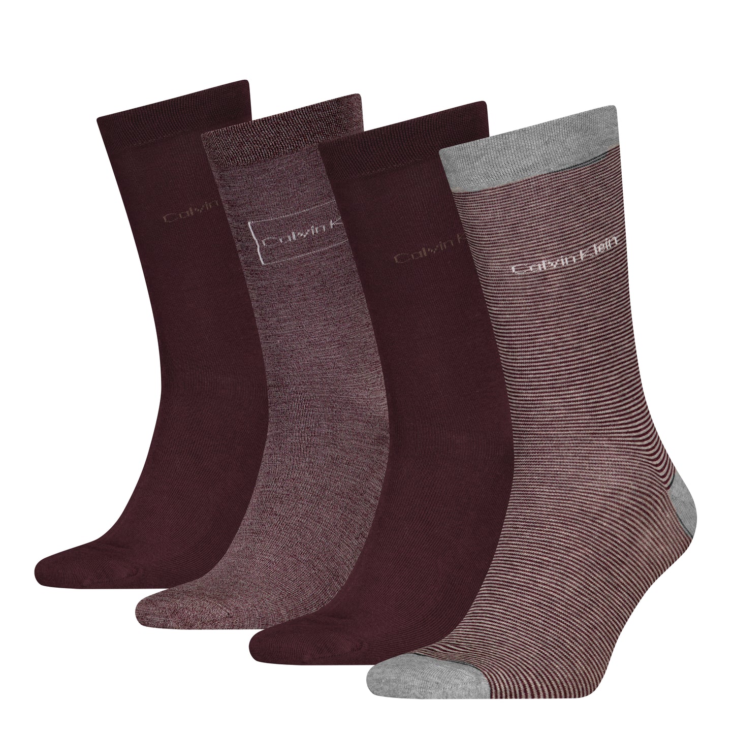 Calvin Klein 4 Pack Giftboxed Classic Mens Crew Socks Fudge/Grey Combo