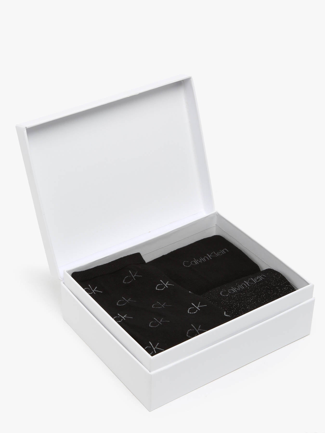 Calvin Klein 3 Pack Giftboxed Logo Womens Crew Socks Black