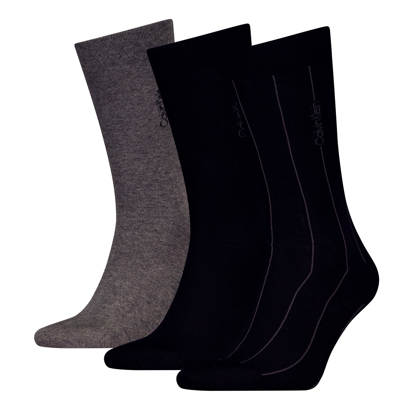Calvin Klein 3 Pack Giftboxed Classic Mens Crew Socks Black/Grey