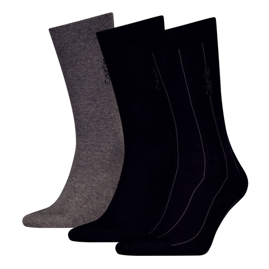 Calvin Klein 3 Pack Giftboxed Classic Mens Crew Socks Black/Grey