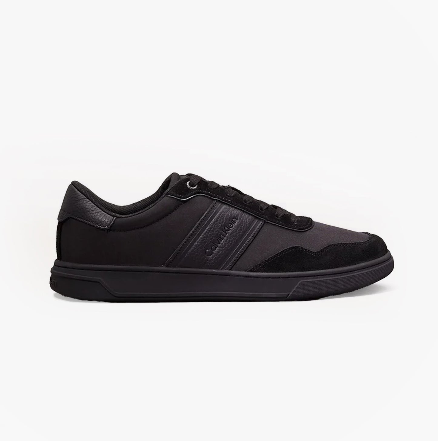 Calvin Klein LOW TOP LACE UP MIX Mens Trainers Triple Black